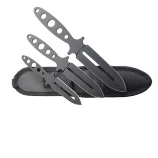 Jeu 3 Couteaux A Lancer Herbertz Tout Inox Noir + Etui